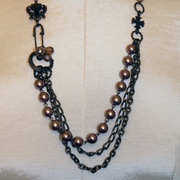 Bronze and Dark Rose Necklace - Picture 2 of 4